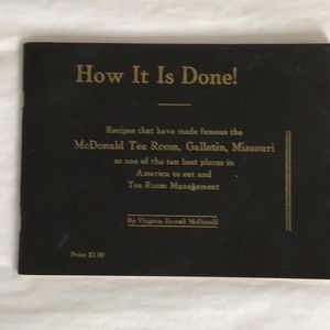 McDonald Tea Room Recipe Book Gallatin, Missouri